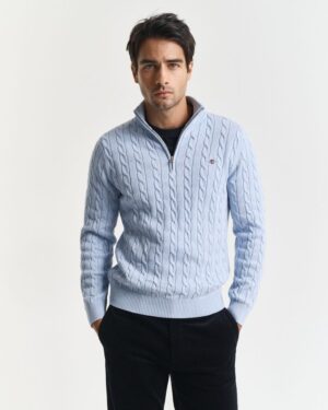 Cotton Cable Knit Half-Zip Sweater