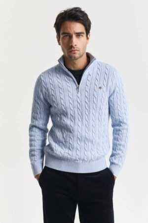 Cotton Cable Knit Half-Zip Sweater