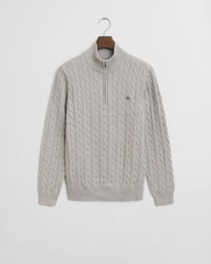 Cotton Cable Knit Half-Zip Sweater