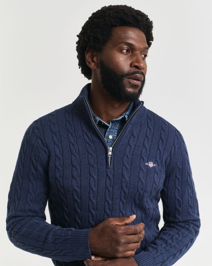 COTTON CABLE HALF ZIP