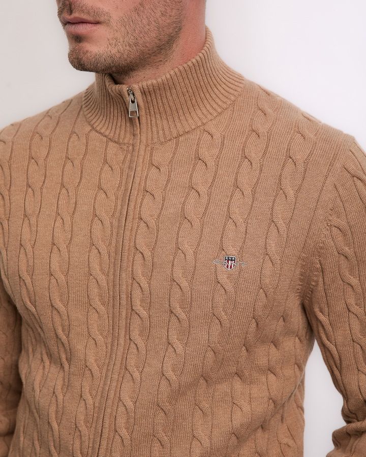 Cotton Cable Zipped Caradigan