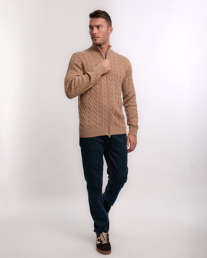 Cotton Cable Zipped Caradigan