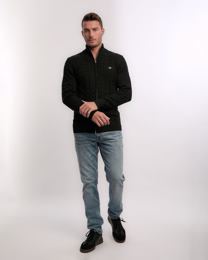 Cotton Cable Zipped Caradigan