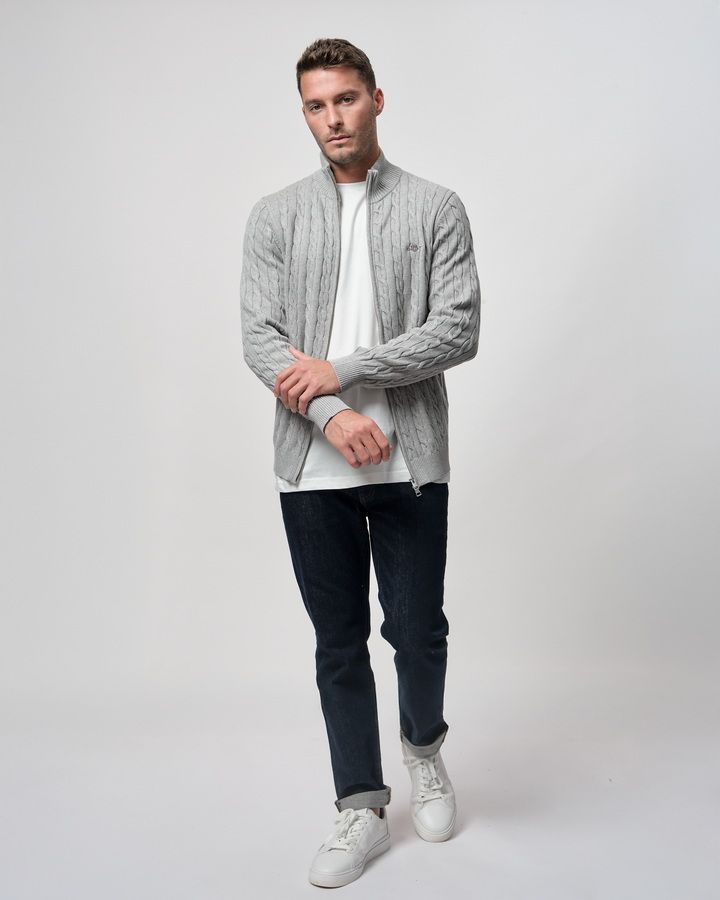 Cotton Cable Zipped Caradigan