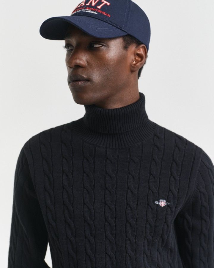 Cotton Cable Knit Turtleneck Sweater