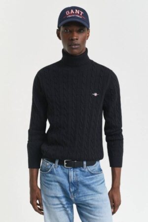 Cotton Cable Knit Turtleneck Sweater