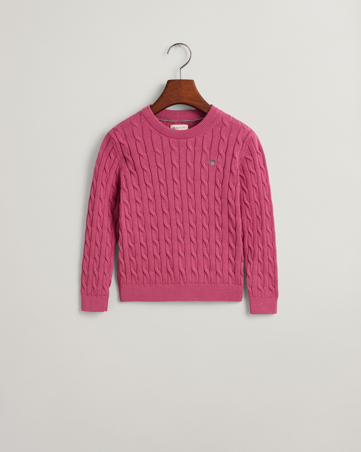 Kids Shield Cotton Cable Knit Crew Neck Sweater