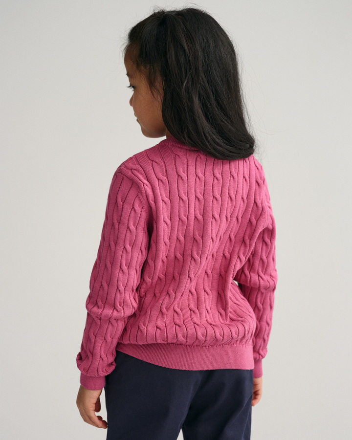 Kids Shield Cotton Cable Knit Crew Neck Sweater