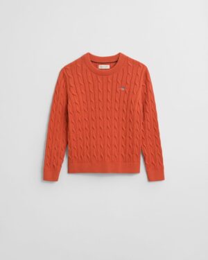 Kids Shield Cotton Cable Knit Crew Neck Sweater