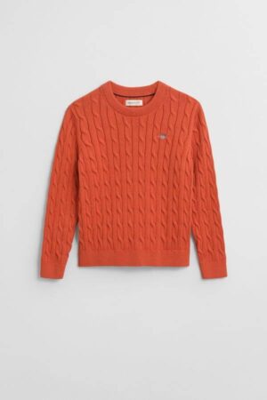 Kids Shield Cotton Cable Knit Crew Neck Sweater