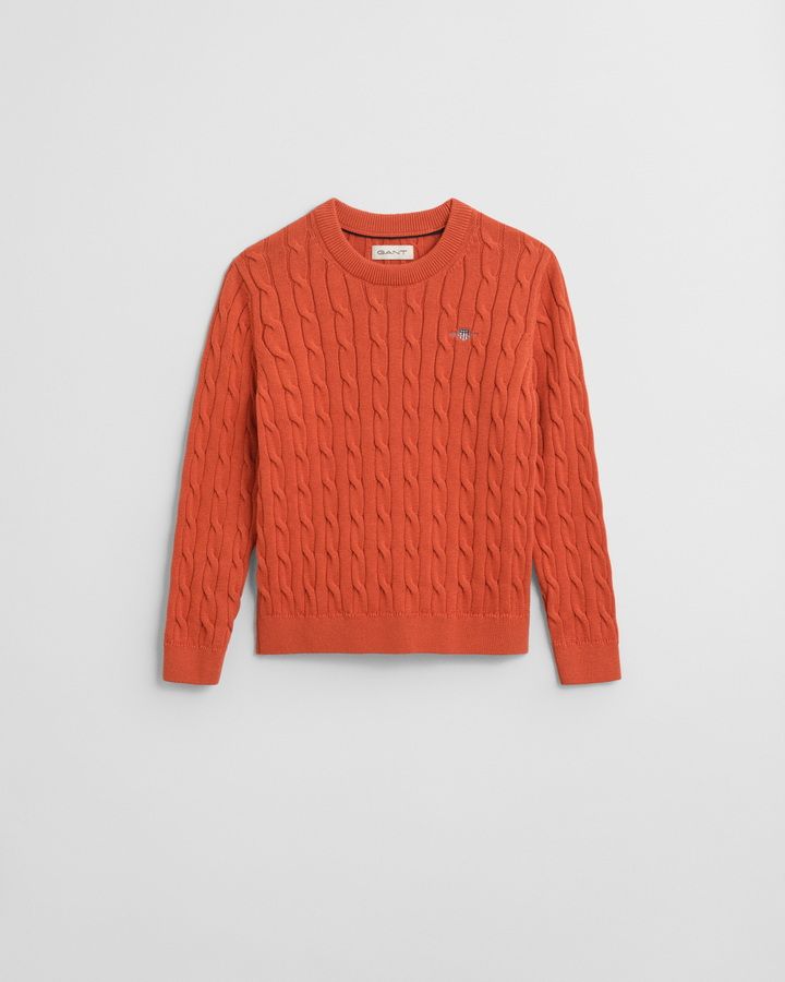 Kids Shield Cotton Cable Knit Crew Neck Sweater