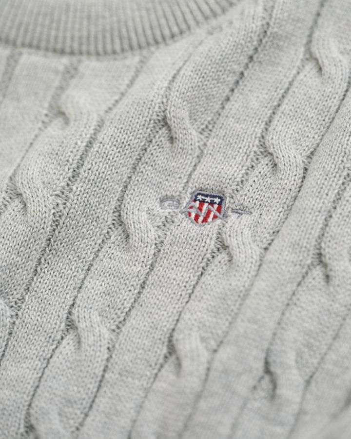 Kids Shield Cotton Cable Knit Crew Neck Sweater