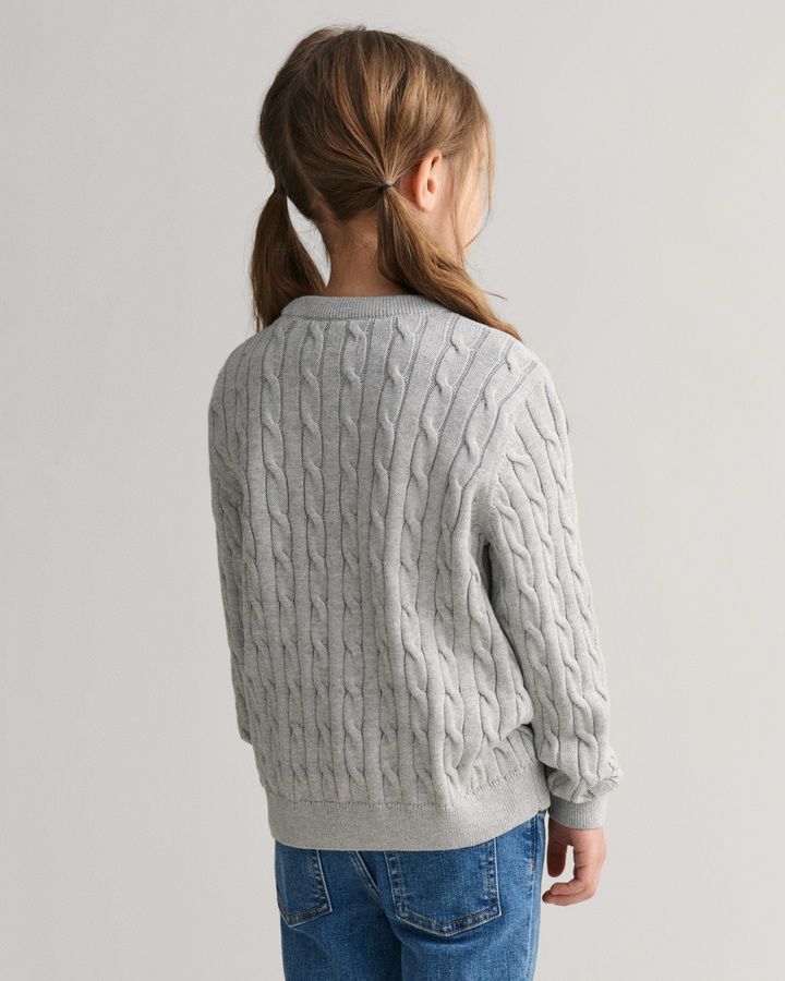Kids Shield Cotton Cable Knit Crew Neck Sweater