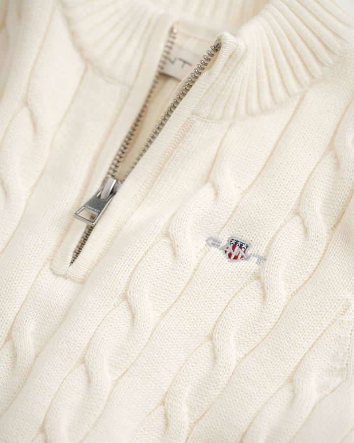 Kids Cotton Cable Knit Half-Zip Sweater
