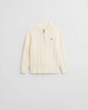 Kids Cotton Cable Knit Half-Zip Sweater