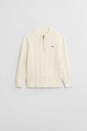 Kids Cotton Cable Knit Half-Zip Sweater