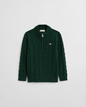Kids Cotton Cable Knit Half-Zip Sweater