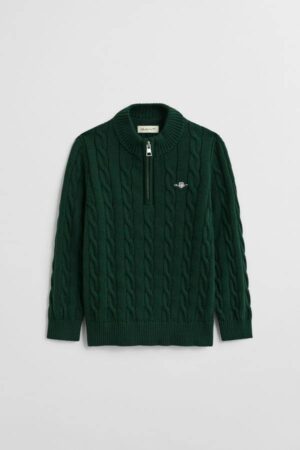 Kids Cotton Cable Knit Half-Zip Sweater