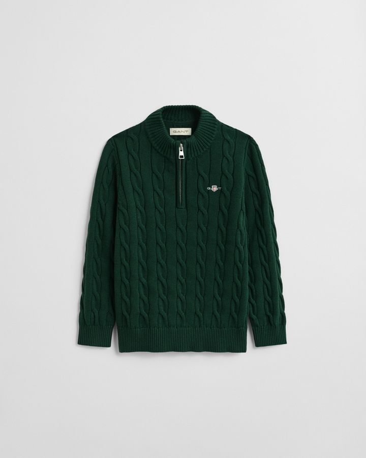 Kids Cotton Cable Knit Half-Zip Sweater