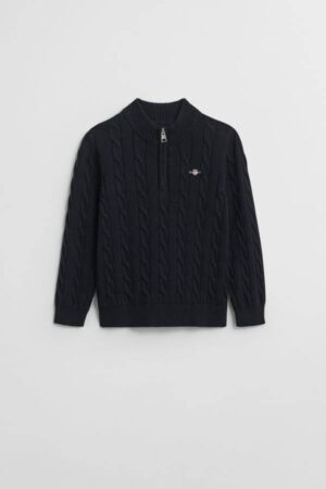 Kids Cotton Cable Knit Half-Zip Sweater