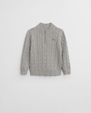 Kids Cotton Cable Knit Half-Zip Sweater