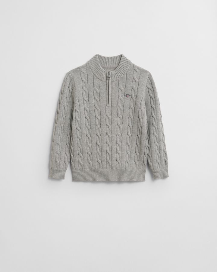 Kids Cotton Cable Knit Half-Zip Sweater