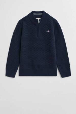 Kids Micro Textured Half-Zip Sweater