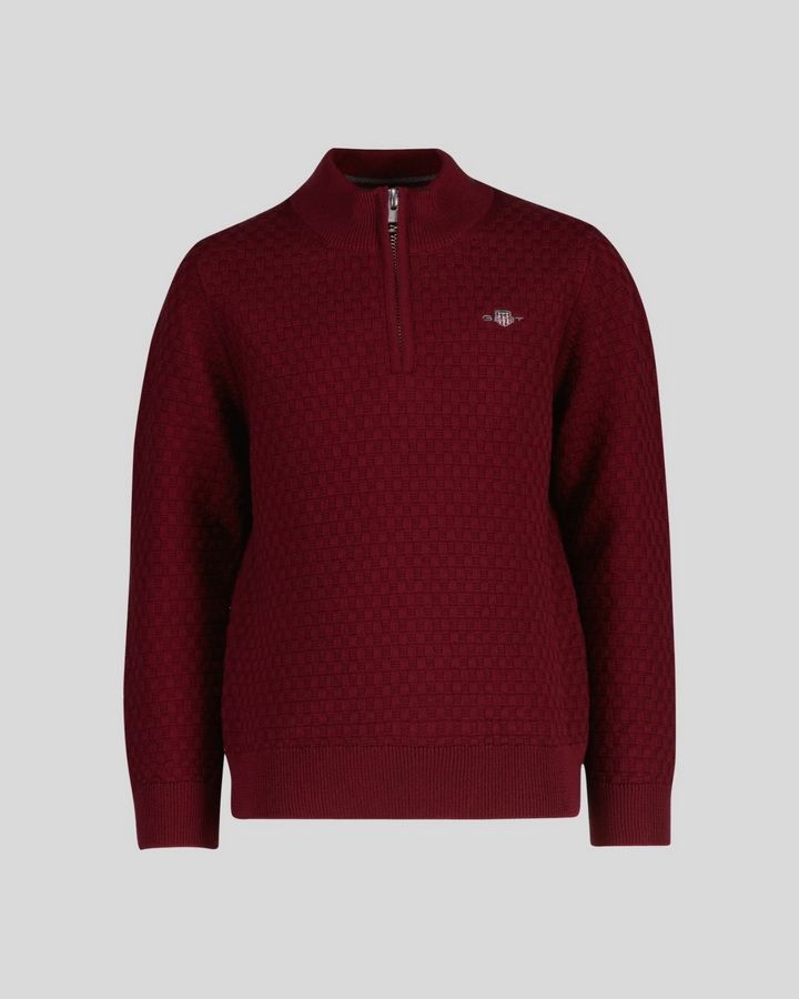 Kids Micro Textured Half-Zip Sweater