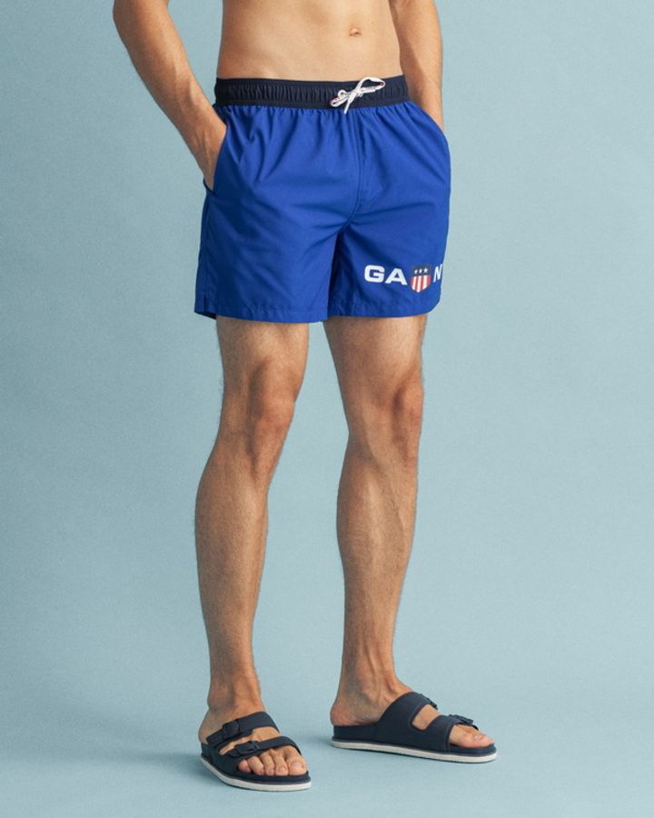 Classic Fit Retro Shield Swim Shorts