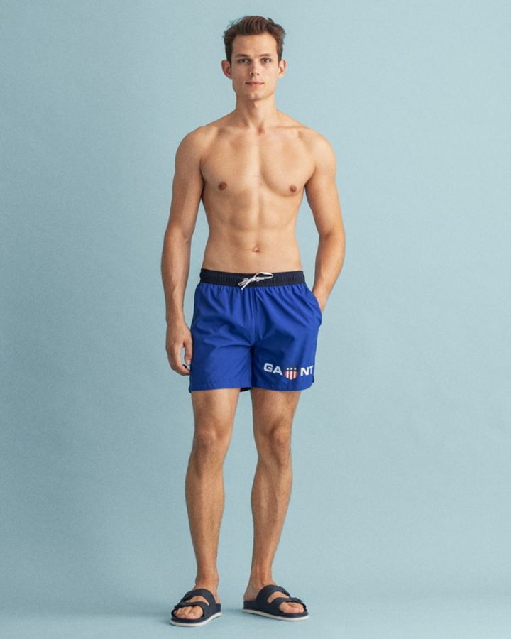 Classic Fit Retro Shield Swim Shorts