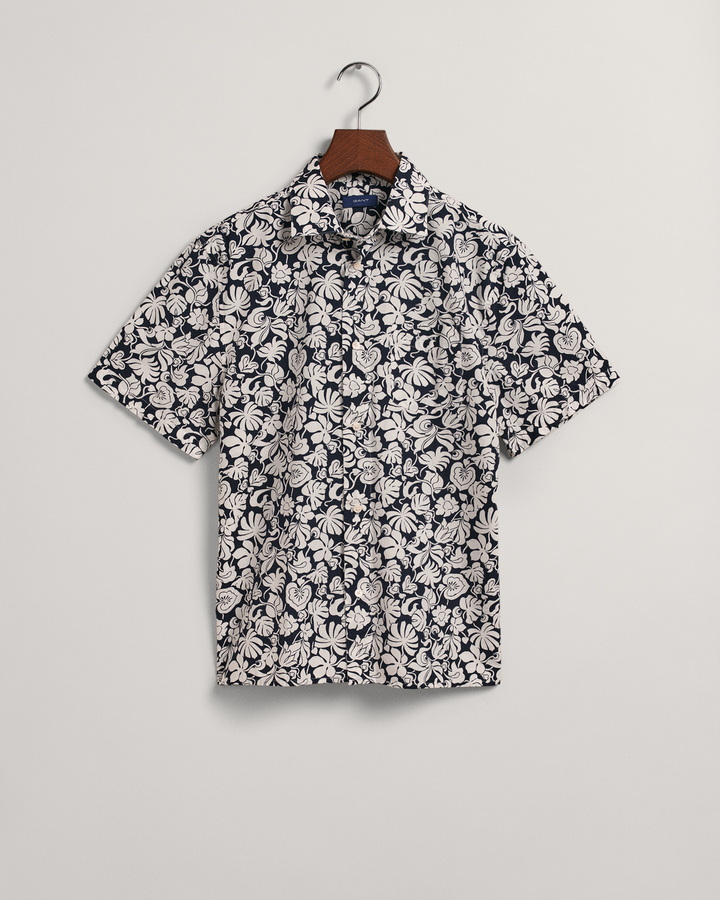 Teen Boys Tropical Leaves Print SS Shirt