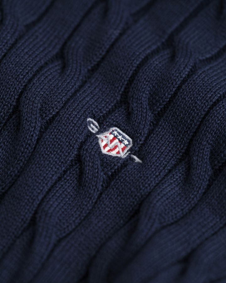 Teens Shield Cotton Cable Knit Crew Neck Sweater