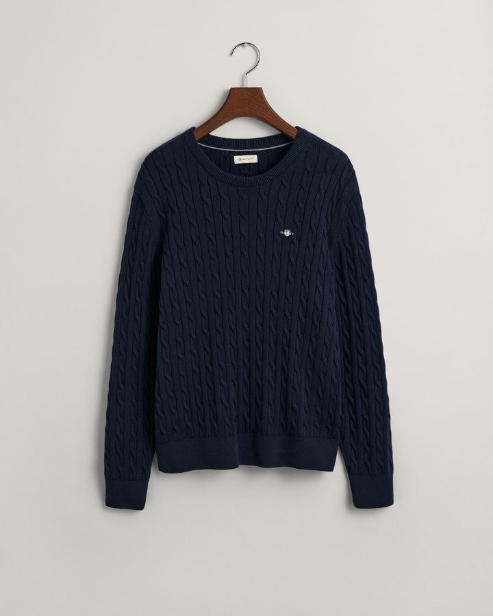 Teens Shield Cotton Cable Knit Crew Neck Sweater