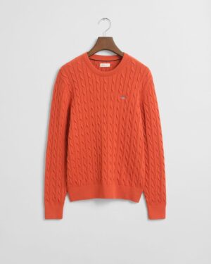 Teens Shield Cotton Cable Knit Crew Neck Sweater