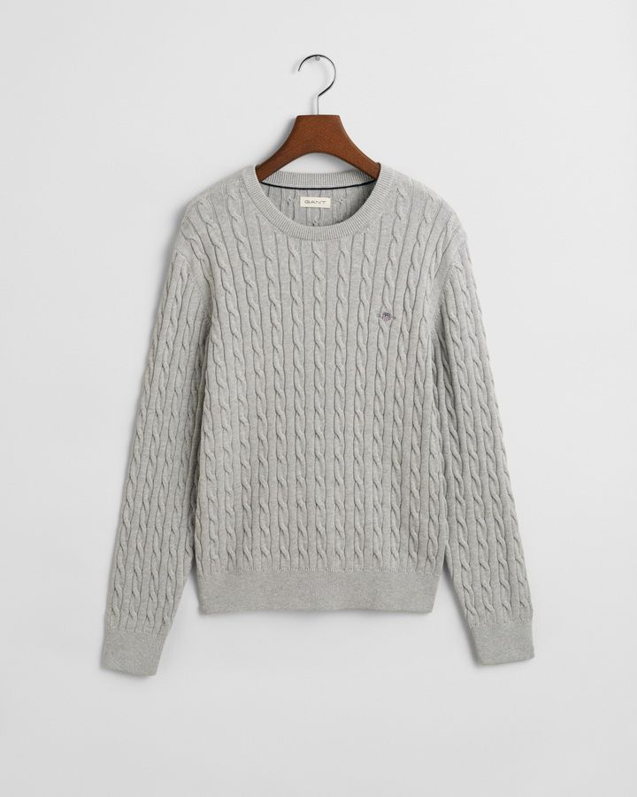 Teens Shield Cotton Cable Knit Crew Neck Sweater