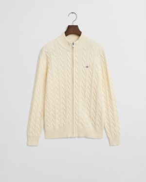 Teens Cotton Cable Knit Zip Cardigan
