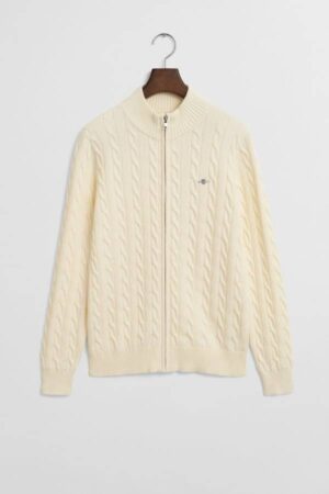 Teens Cotton Cable Knit Zip Cardigan