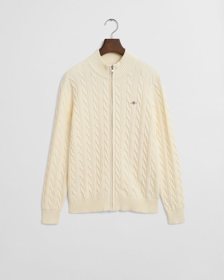 Teens Cotton Cable Knit Zip Cardigan