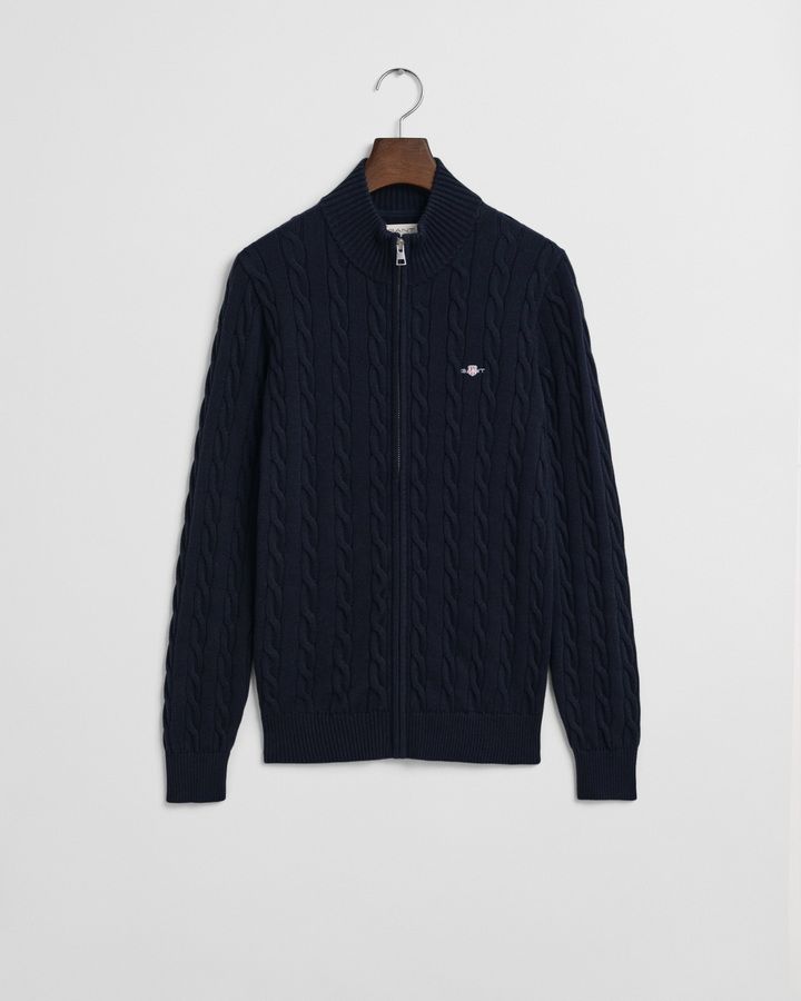 Teens Cotton Cable Knit Zip Cardigan