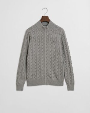Teens Cotton Cable Knit Zip Cardigan