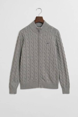 Teens Cotton Cable Knit Zip Cardigan
