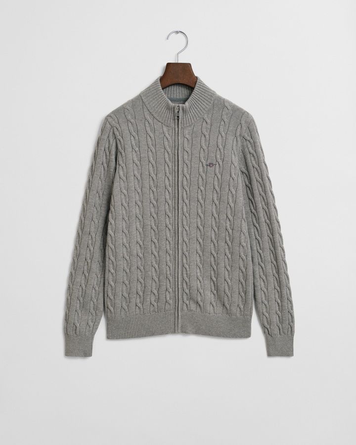 Teens Cotton Cable Knit Zip Cardigan